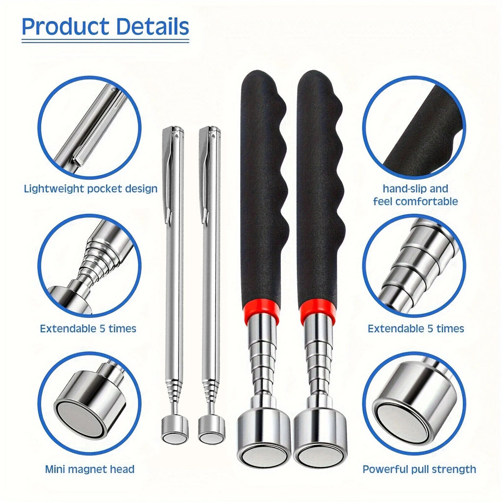 Telescopic magnet picking tool for hard to reach areas