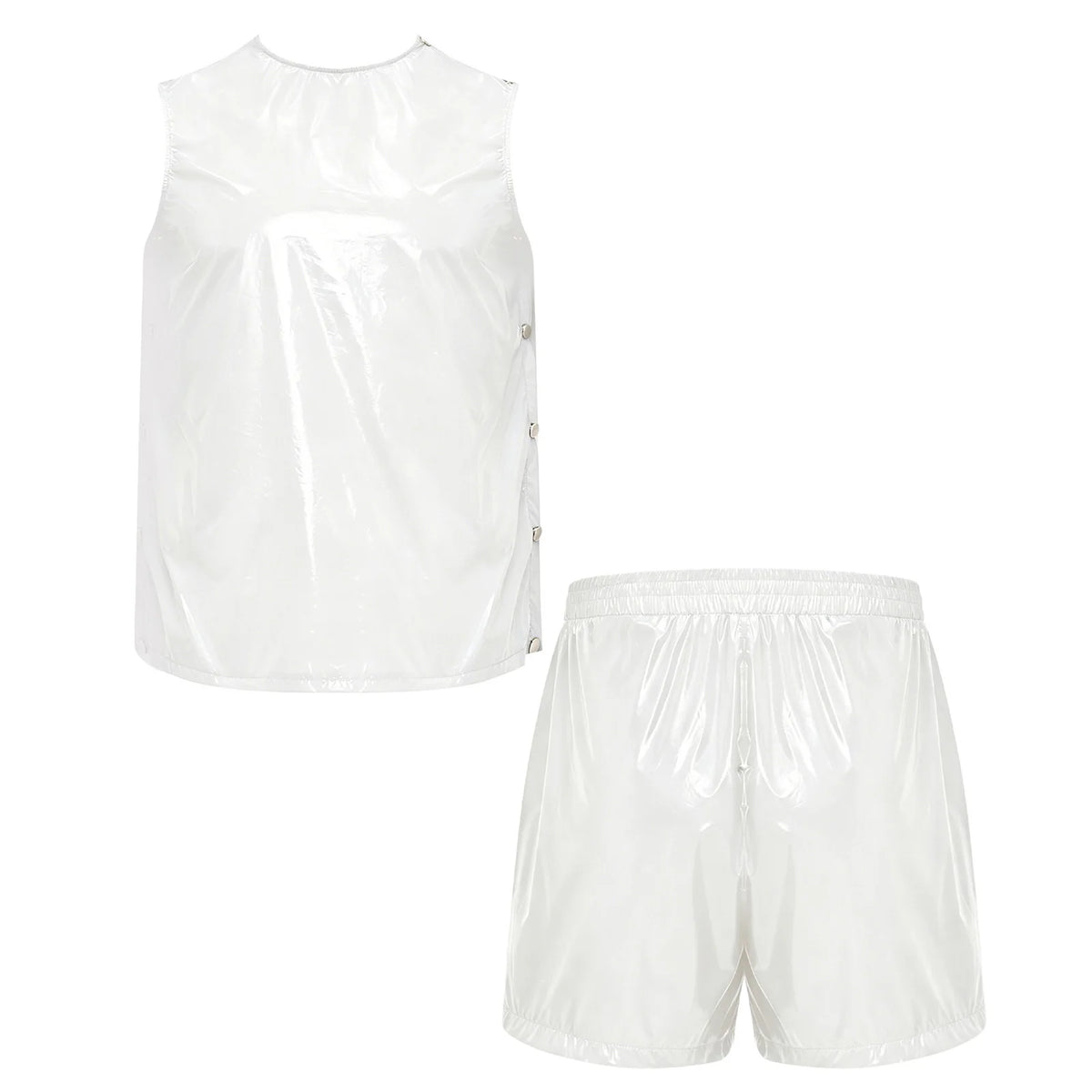 Mens Special Needs Waterproof Sweat Tracksuit Tank Tops And Sides Buttons Boxer Shorts Two Pieces Outfit Adaptive Clothing