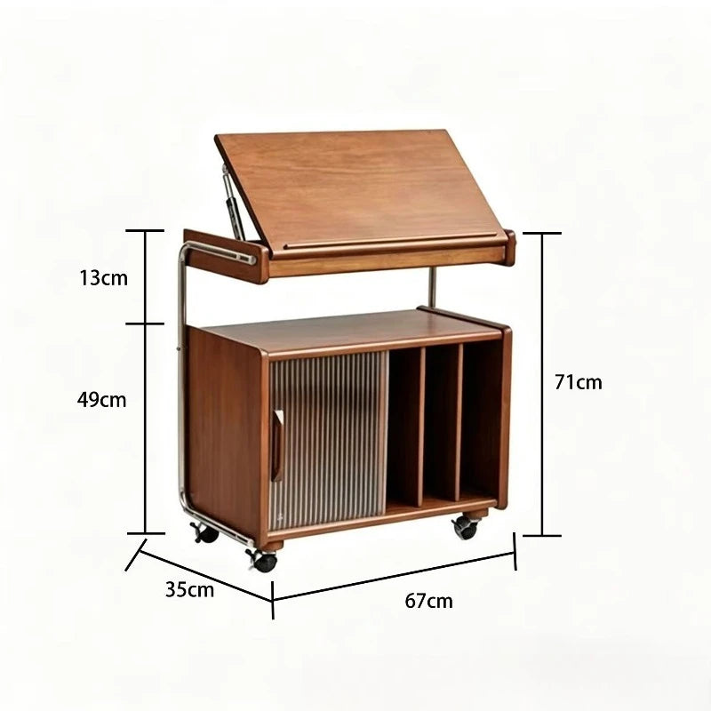 Medieval bedside table movable solid wood side cabinet, sofa side feeling medieval style living room storage cabinet