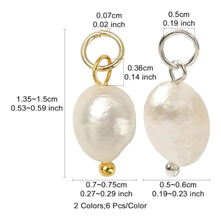 Quality Assurance Cultured Freshwater Pearl Charms 12Pcs 2 Styles Assorted Irregular Pearl Pendants with Jump Rings for Handmad