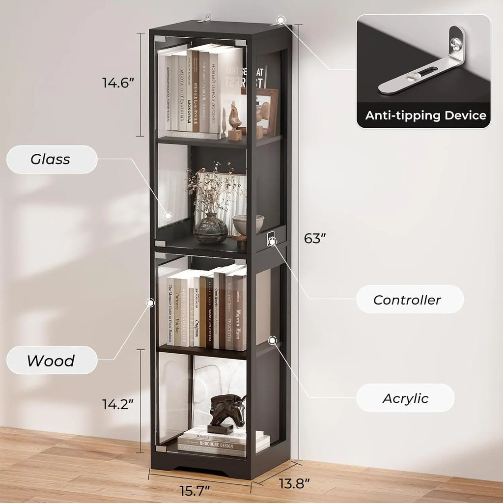 LED Glass Display Cabinet with Motion Sensor – 4 Tier