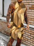 Men's Athletic Tank Top and Shorts Set Lightweight Polyester Sports Suit for Running and Jogging