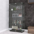 Glass Display Cabinet 4-Shelf with Double Door, Curio Display Cabinet with 5mm Tempered Glass, Floor Standing, Customized