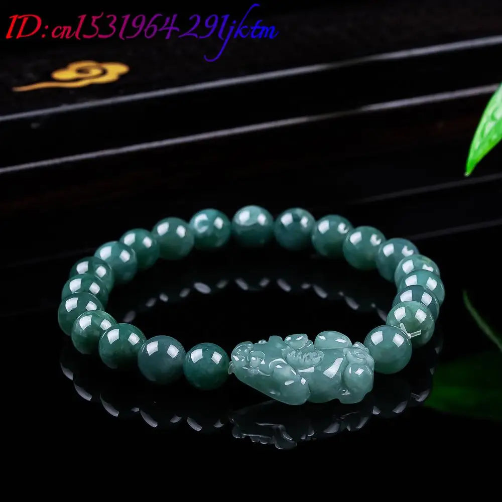 Natural Burmese Jadeite Pixiu Bracelet Vintage Talismans Charm Gifts for Women Jewelry Bangle Real Jade Accessories