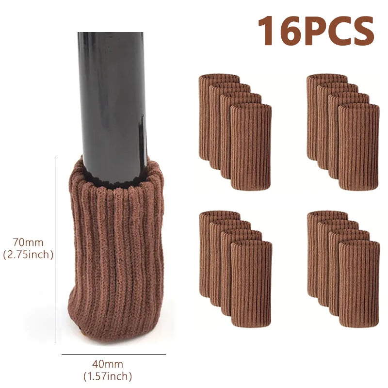 16Pcs Chair Legs Socks Knitted Furniture Feet Floor Protectors Anti-slip Pads Silent Thicken Table Chair Leg Socks Covers