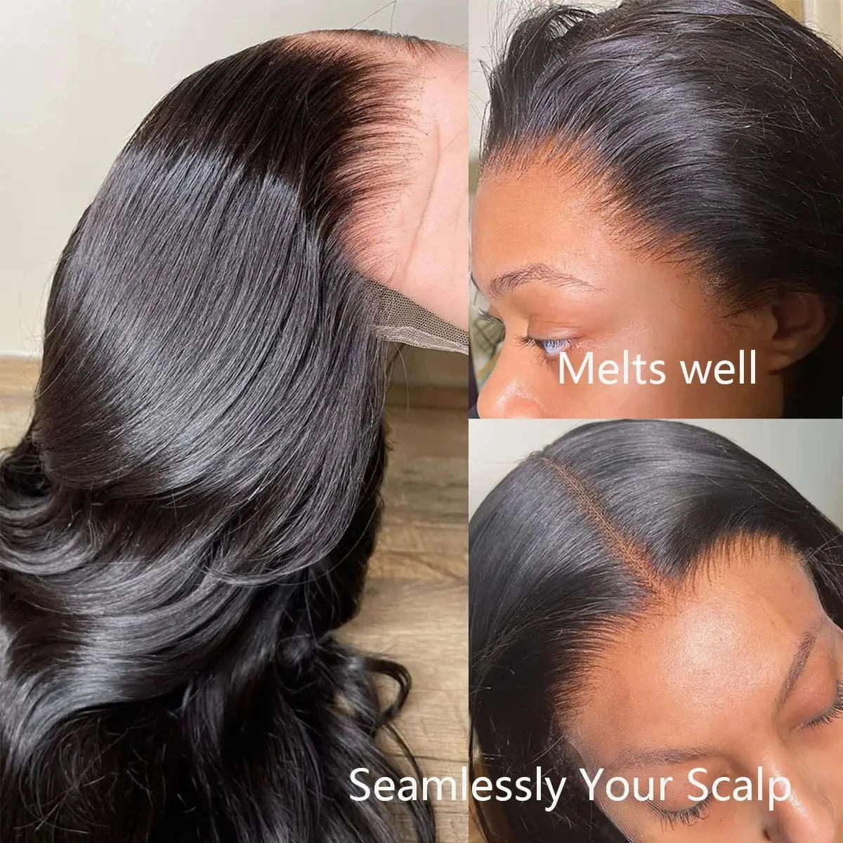 Natural Black Body Wave Human Hair Lace Front Wig