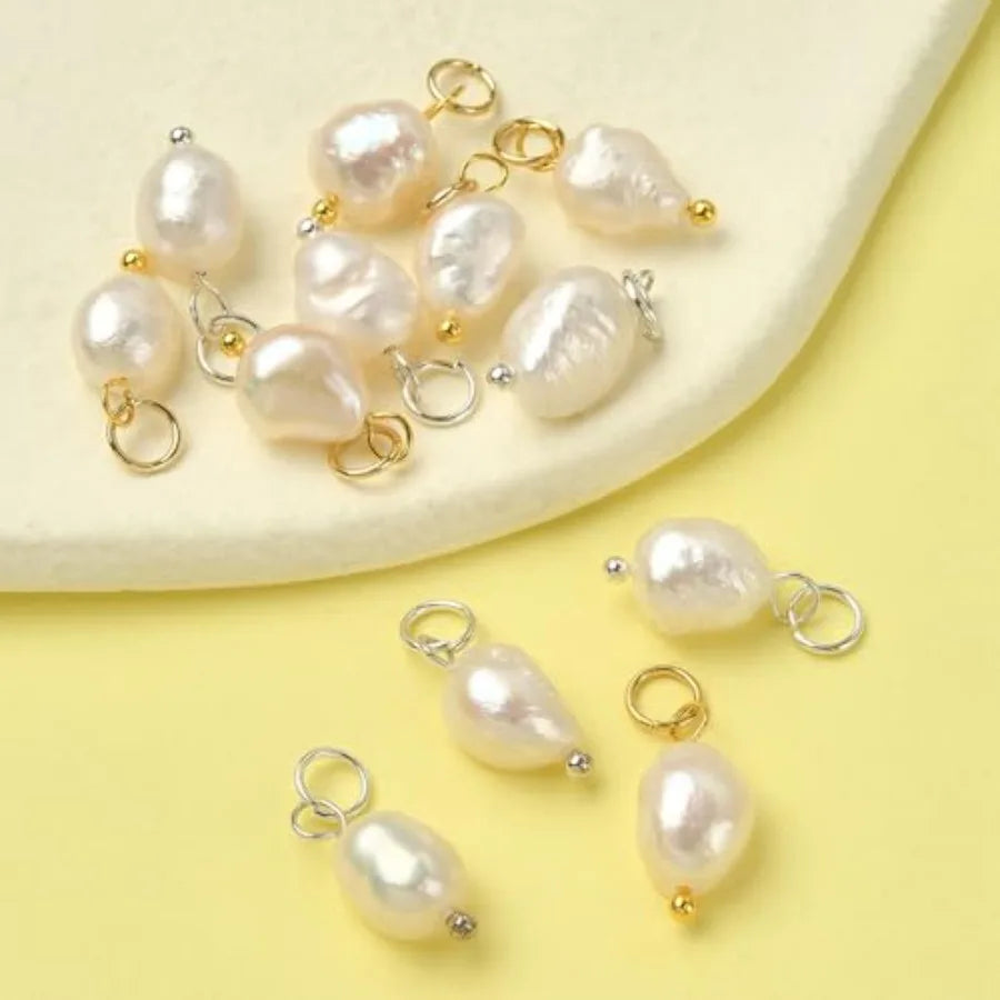 Quality Assurance Cultured Freshwater Pearl Charms 12Pcs 2 Styles Assorted Irregular Pearl Pendants with Jump Rings for Handmad