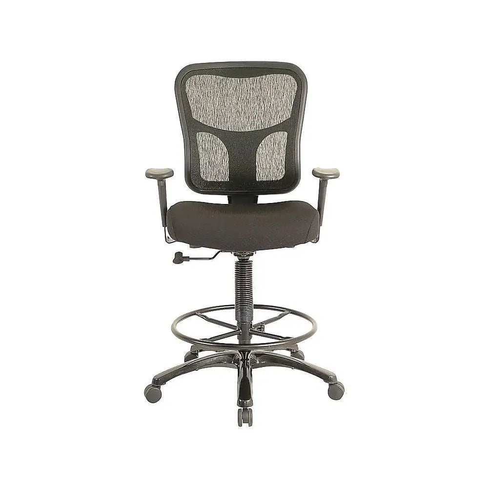 TP8200 Fabric Drafting Stool with Backrest and Footrest with Lumbar Support, Black