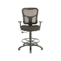 TP8200 Fabric Drafting Stool with Backrest and Footrest with Lumbar Support, Black