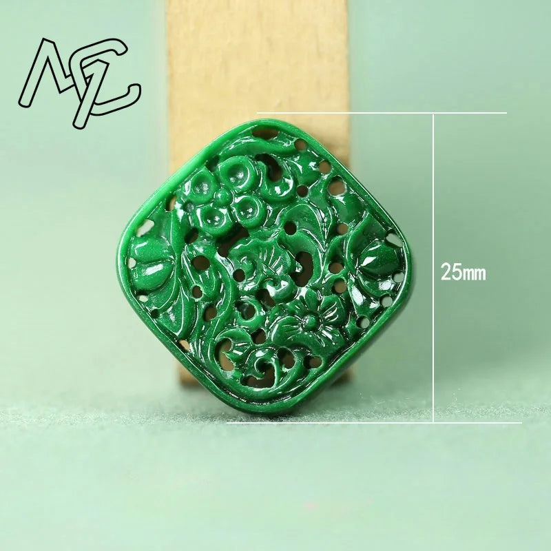 2pcs DIY Natural Dry Green Emerald Hollow Out Lucky Accessories Pendant Earrings Jewelry Luxury Best Selling Gifts for Women Men