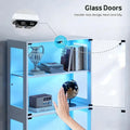 67" Curio Cabinet with Glass Doors, 4-Tier Display Case with RGB LED Lights & 2 Drawers, White for Collectibles