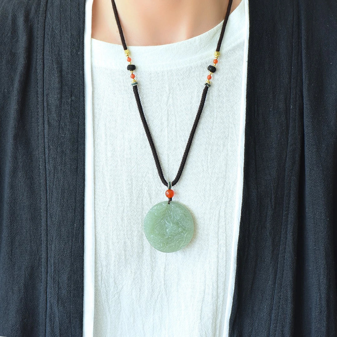 Genuine China Nephrite Stone Certified Jade Dragon Pendant Necklace Women Fine Jewelry Natural Hetian Jade Lucky Charms Amulets