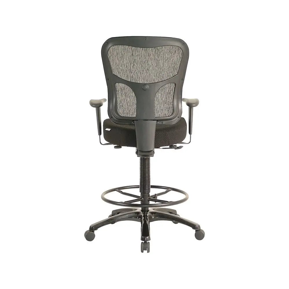 TP8200 Fabric Drafting Stool with Backrest and Footrest with Lumbar Support, Black