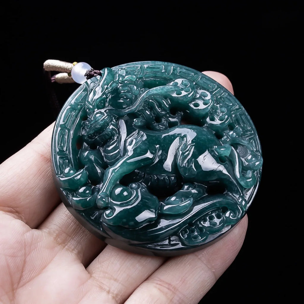 Burmese Jadeite Dragon Pendant Gemstone Real Jade Gifts for Women Necklace Charm Vintage Fashion Accessories Luxury