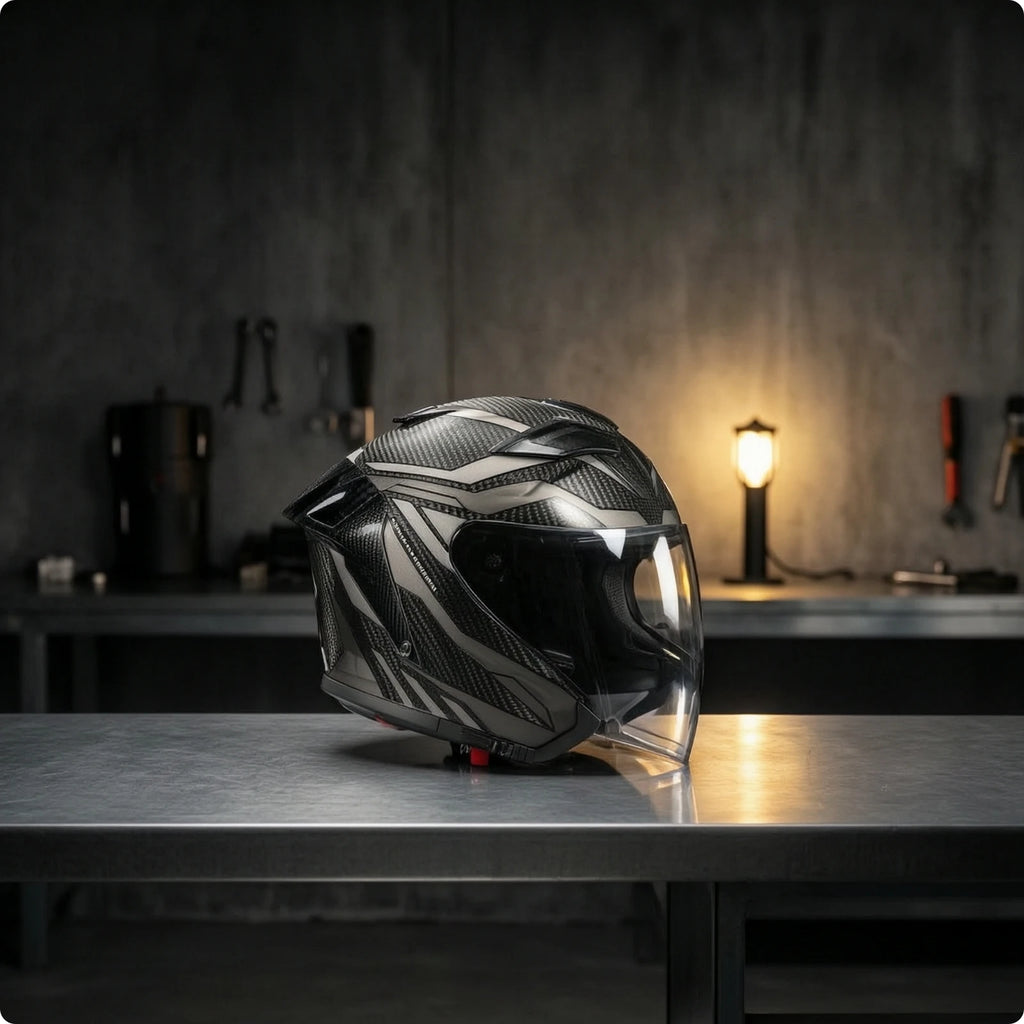 Helmet with Dual Visor Aerodynamic Carbon Fiber Helmet Ventilated Blocking for Motorcyclists, Motorcycle Riding