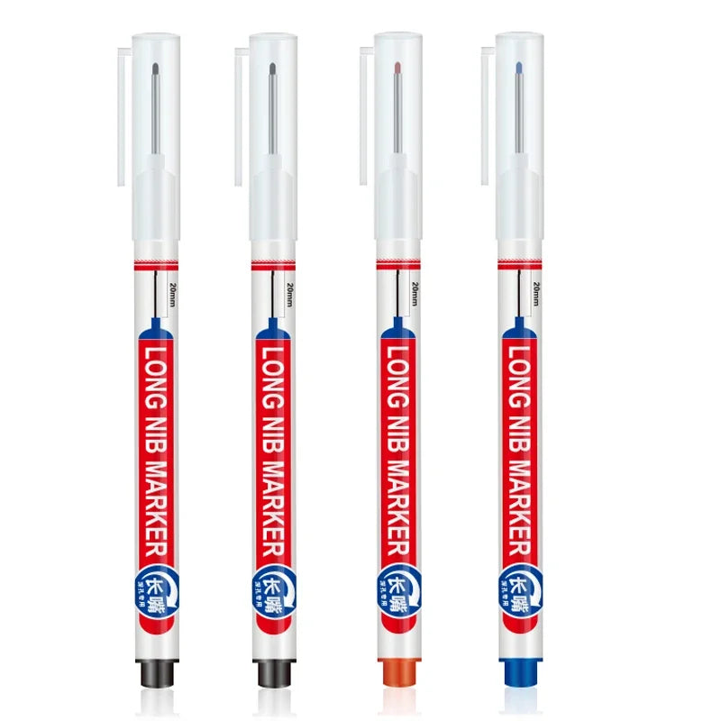 4Pcs/Set 20mm Deep Hole Long Nib Head Markers For Metal Perforating Pen Waterproof Bathroom Woodworking Decoration Multi-Purpose