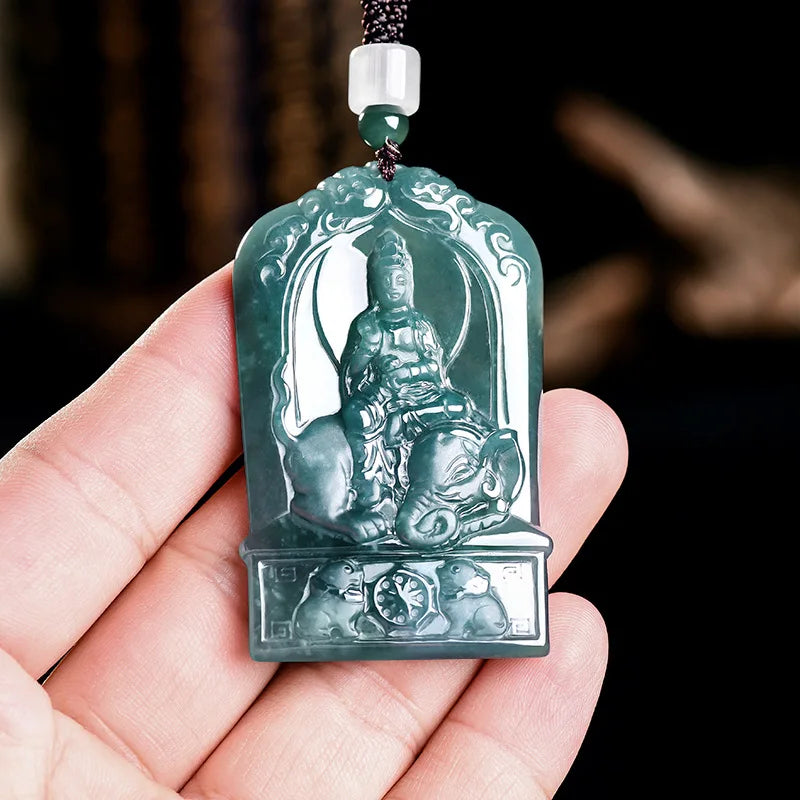 Natural Burmese Jadeite Guanyin Pendant Necklace Charm Jewelry Designer Vintage Luxury Gemstone Real Jade Gifts for Women