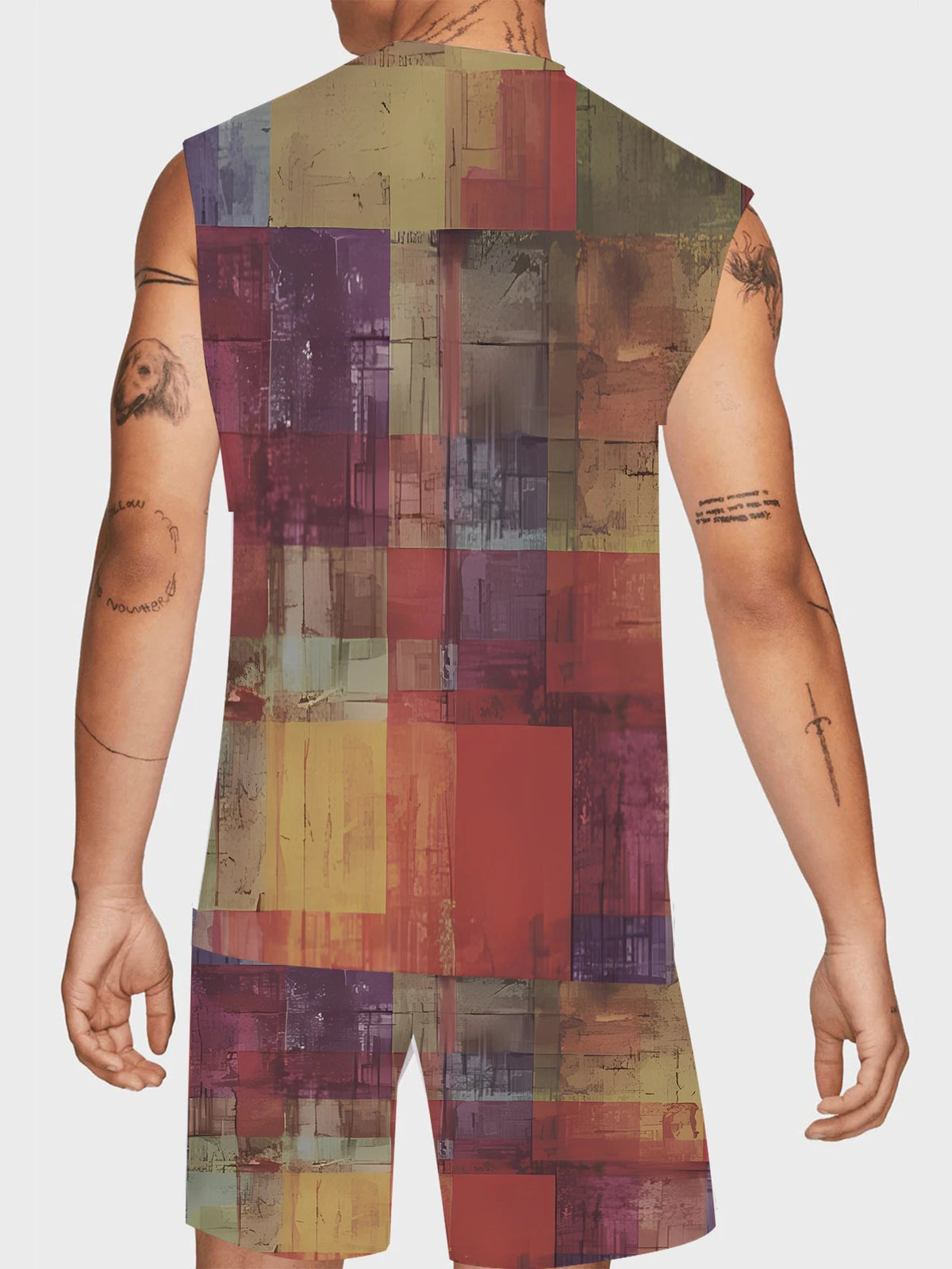 Men's Quick Dry Tank Top and Shorts Set Polyester Athletic Gym Workout 2 Piece Suit Standard Size