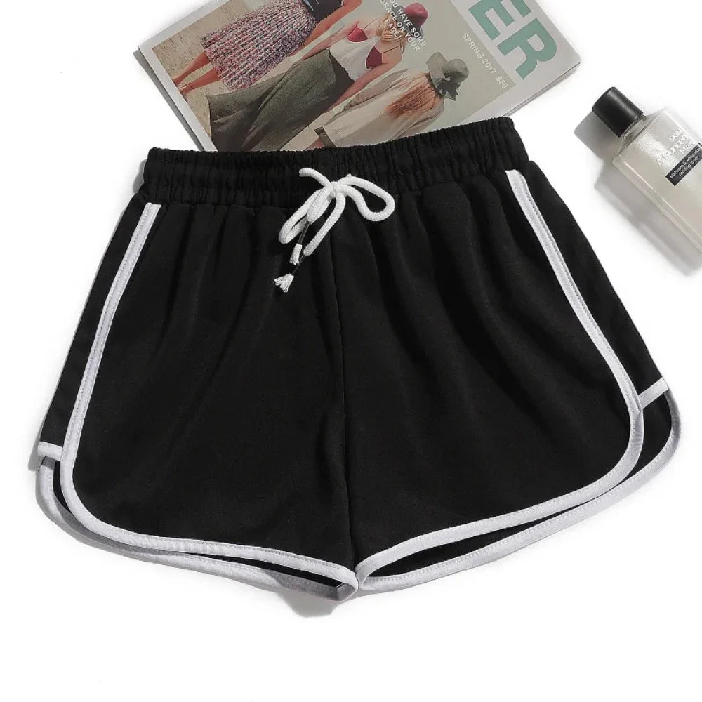 Women Striped Casual Shorts Korean Harajuku Loose All Match Sports Shorts Summer Fashion Simple Yoga Thin Mini Shorts Female