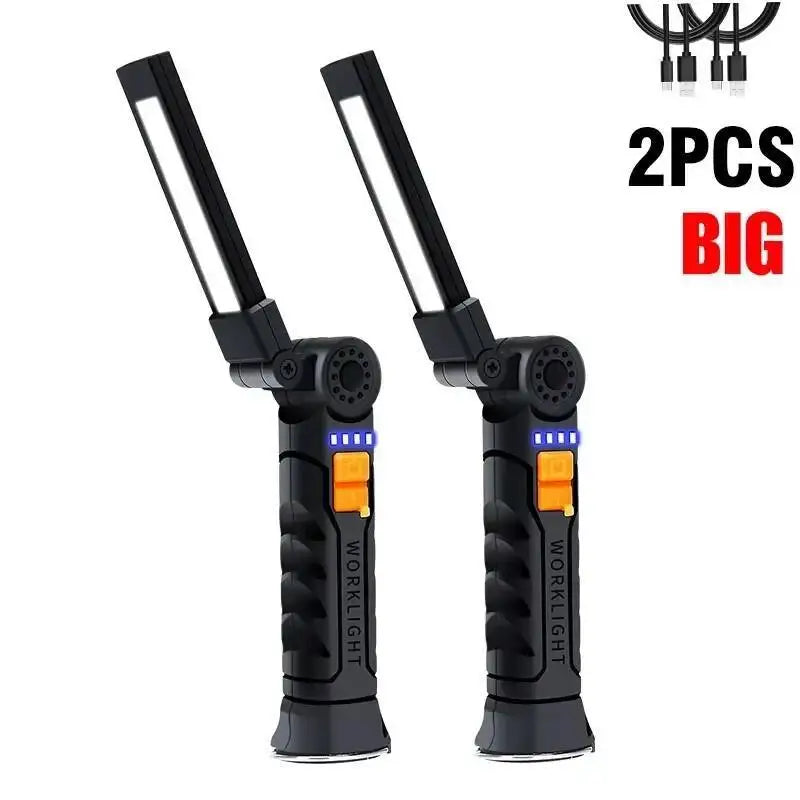 360° Rotating LED Work Light Sets 5 Modes USB Rechargeable Magnetic Base Hanging Hook Waterproof for Garage Auto Repair Camping