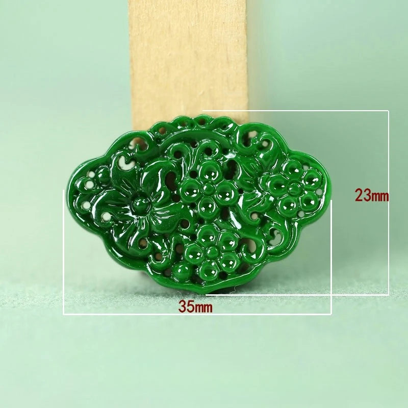 2pcs DIY Natural Dry Green Emerald Hollow Out Lucky Accessories Pendant Earrings Jewelry Luxury Best Selling Gifts for Women Men