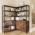 Vintage Industrial Style Large Metal and Wood Bookshelf with Open Storage Cabinet (Brown)