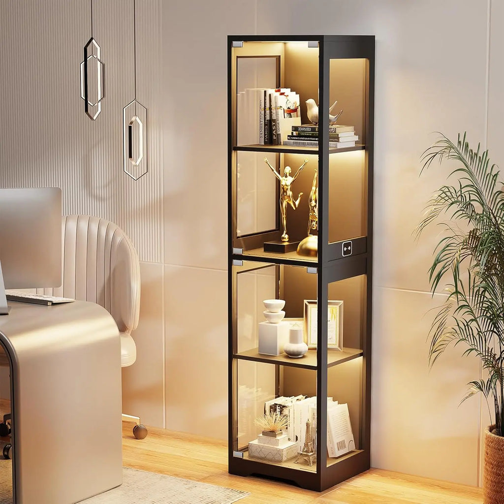 LED Glass Display Cabinet with Motion Sensor – 4 Tier