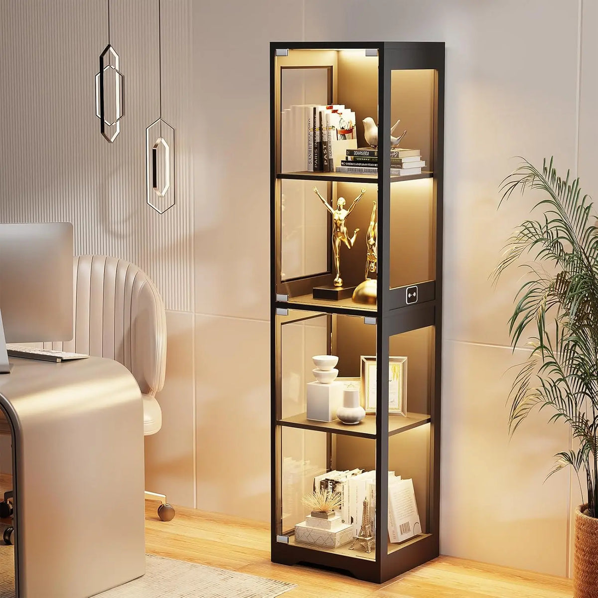 LED Glass Display Cabinet with Motion Sensor – 4 Tier
