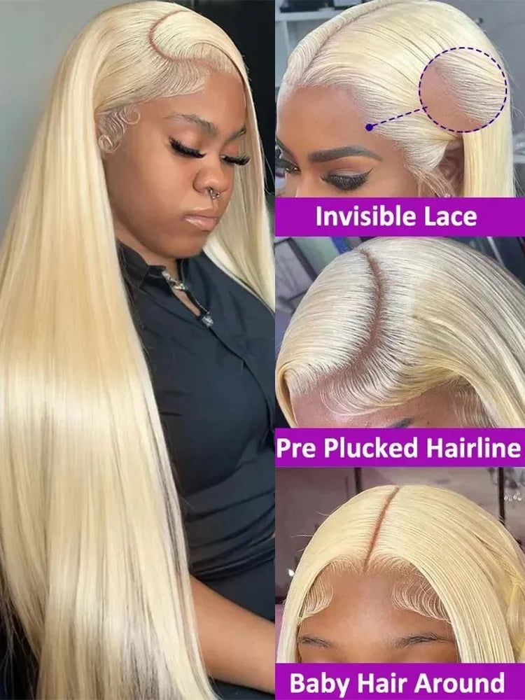 613 Human Hair Wig Vietnamese Raw Straight Hd Lace Frontal Wigs 13x4 13x6 360 Blonde Lace Front Human Hair Wig 180% 210% Density