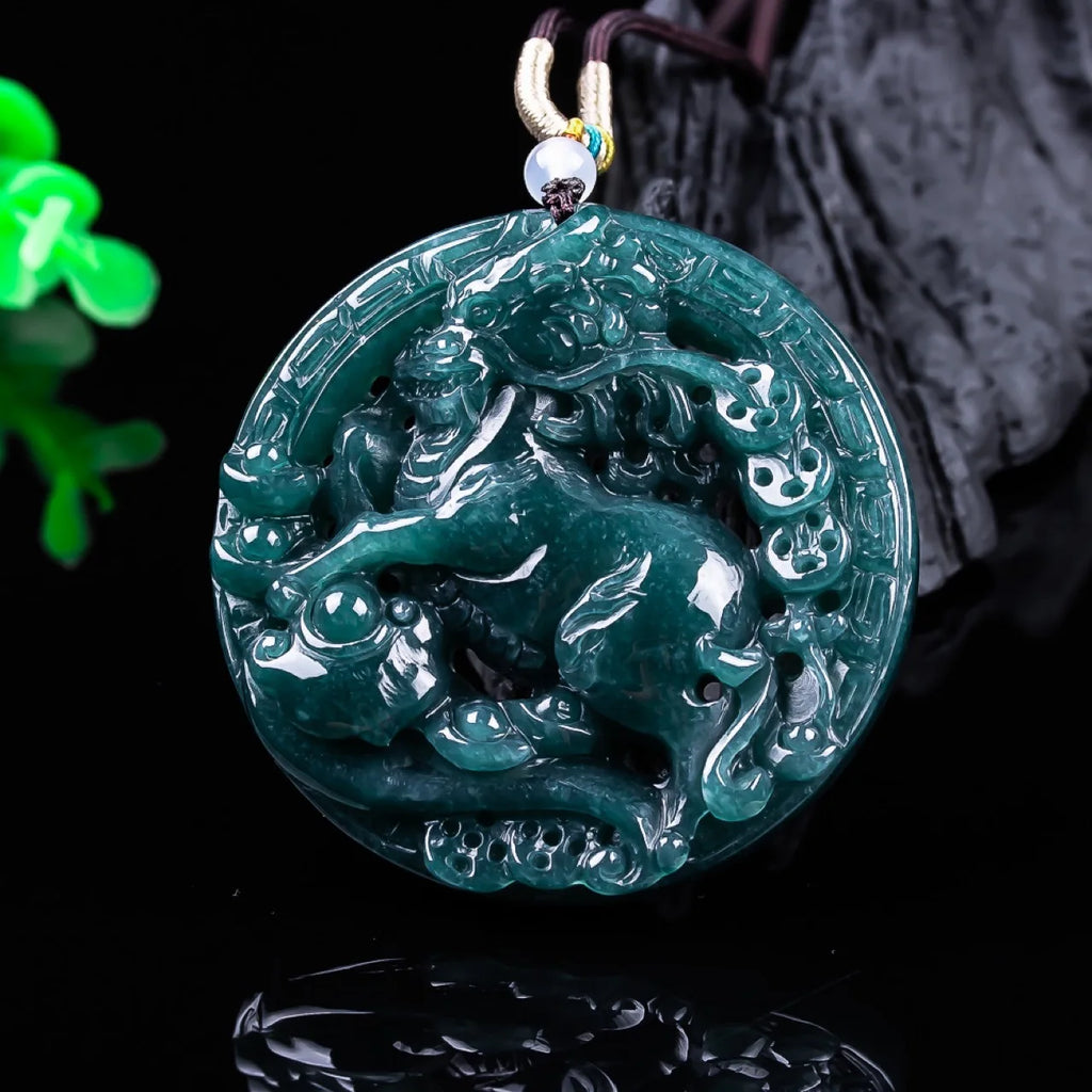 Burmese Jadeite Dragon Pendant Gemstone Real Jade Gifts for Women Necklace Charm Vintage Fashion Accessories Luxury