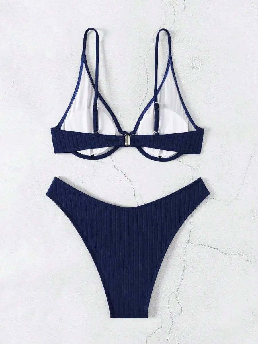 Ribbed Underwire Bikini Set