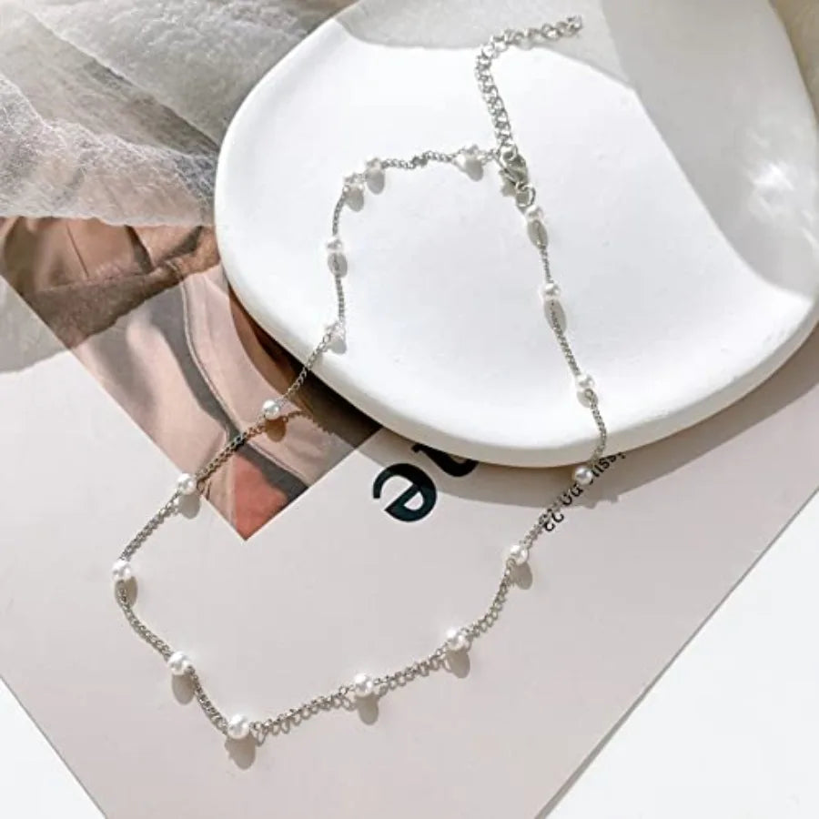 Dainty Pearl Choker Necklace – Adjustable