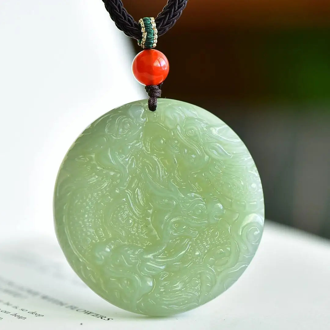 Genuine China Nephrite Stone Certified Jade Dragon Pendant Necklace Women Fine Jewelry Natural Hetian Jade Lucky Charms Amulets