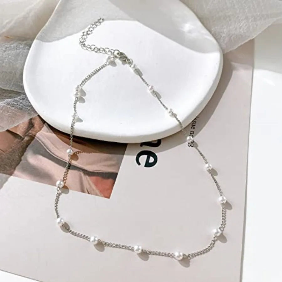 Dainty Pearl Choker Necklace – Adjustable