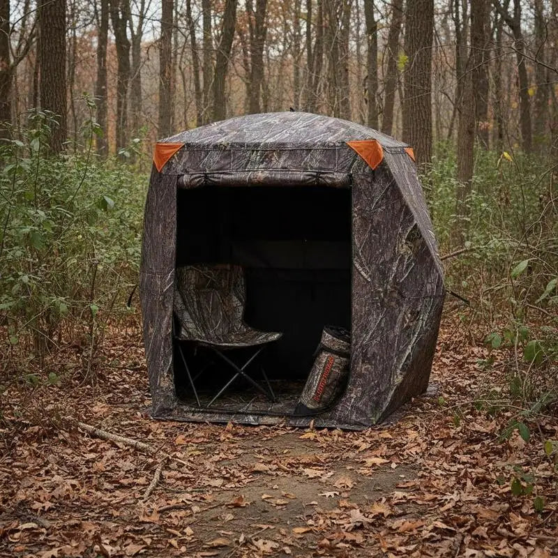 Hunting Blind 2-3 Person For Turkey Deer Hunting, Portable Camouflage Tent, Tri-Leg Chair Carrying Bag, Silent Zipper Door Window, Durable Concealed Shelter