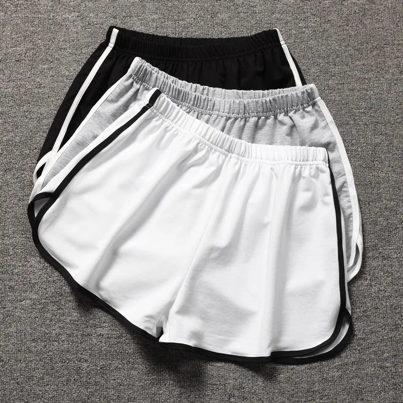 Women Striped Casual Shorts Korean Harajuku Loose All Match Sports Shorts Summer Fashion Simple Yoga Thin Mini Shorts Female