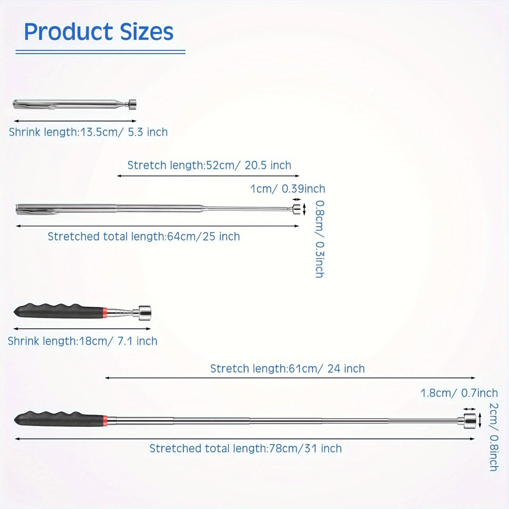 Telescopic magnet picking tool for hard to reach areas