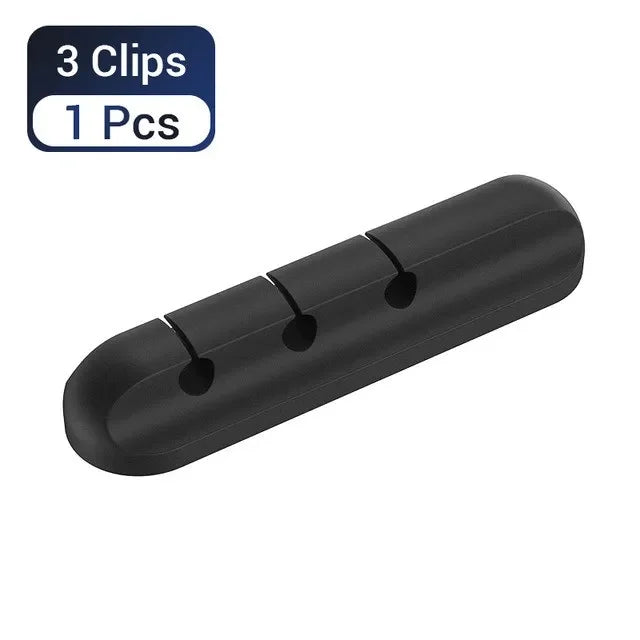 Silicone USB Cable Organizer USB Charging Cable Winder Desktop Tidy Management Clips Cable Holder For Mouse earphone Accessories