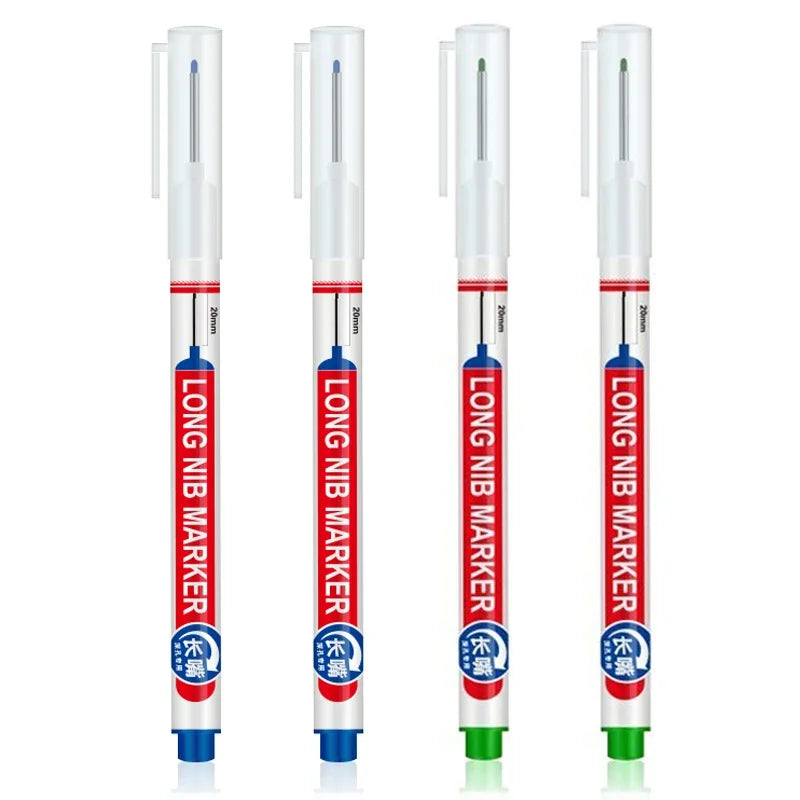 4Pcs/Set 20mm Deep Hole Long Nib Head Markers For Metal Perforating Pen Waterproof Bathroom Woodworking Decoration Multi-Purpose