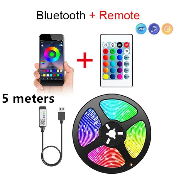 Bluetooth LED Strip Lights Smart SMD 5050 APP Remote Control Flexible Ribbon Diode Lamp Tape TV Backlights Game Room Home Decor