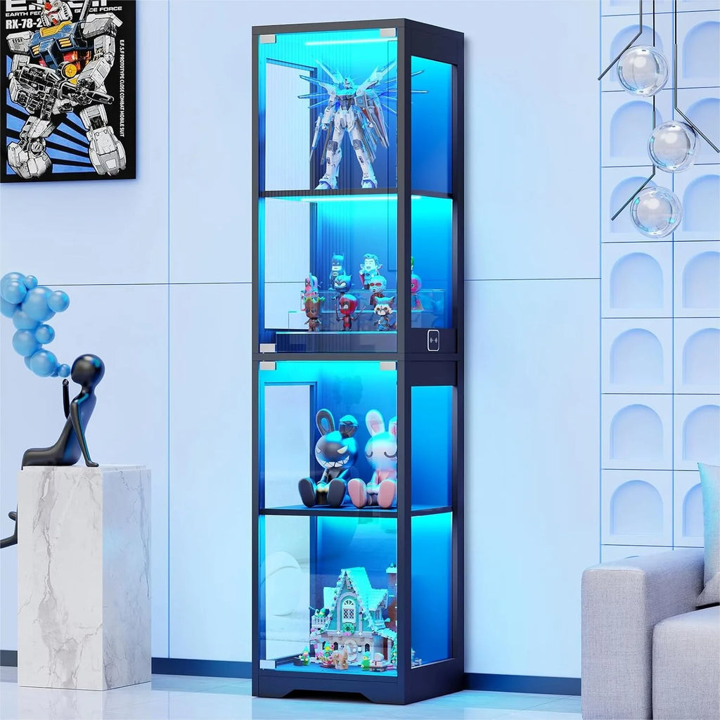 LED Glass Display Cabinet with Motion Sensor – 4 Tier