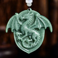 Carved Jadeite Dragon Pendant Necklace