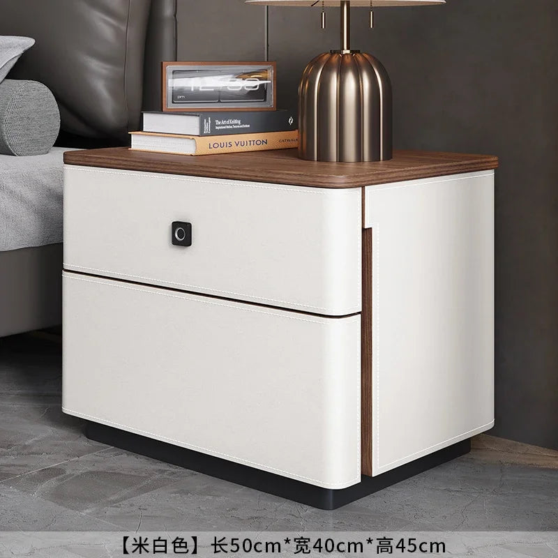 X5-14 saddle leather bedside table safe integrated household bedroom chest jewelry with fingerprint lock storage cabinet