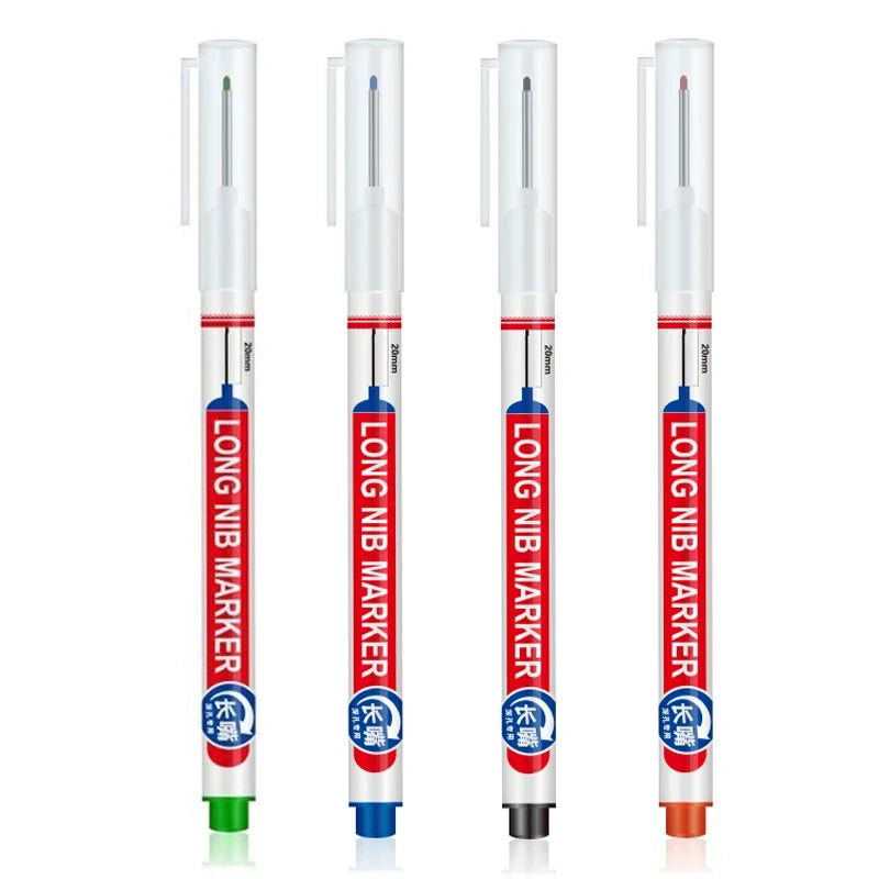 4Pcs/Set 20mm Deep Hole Long Nib Head Markers For Metal Perforating Pen Waterproof Bathroom Woodworking Decoration Multi-Purpose