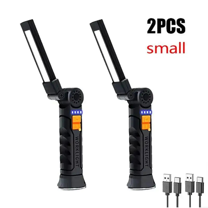 360° Rotating LED Work Light Sets 5 Modes USB Rechargeable Magnetic Base Hanging Hook Waterproof for Garage Auto Repair Camping