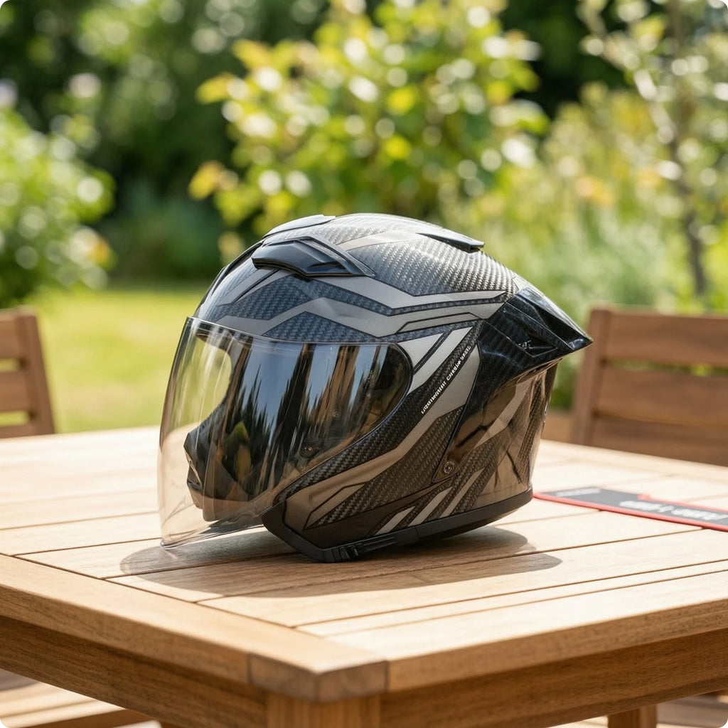 Helmet with Dual Visor Aerodynamic Carbon Fiber Helmet Ventilated Blocking for Motorcyclists, Motorcycle Riding