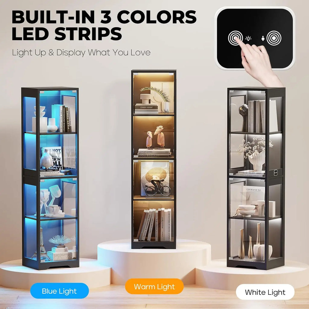 LED Glass Display Cabinet with Motion Sensor – 4 Tier