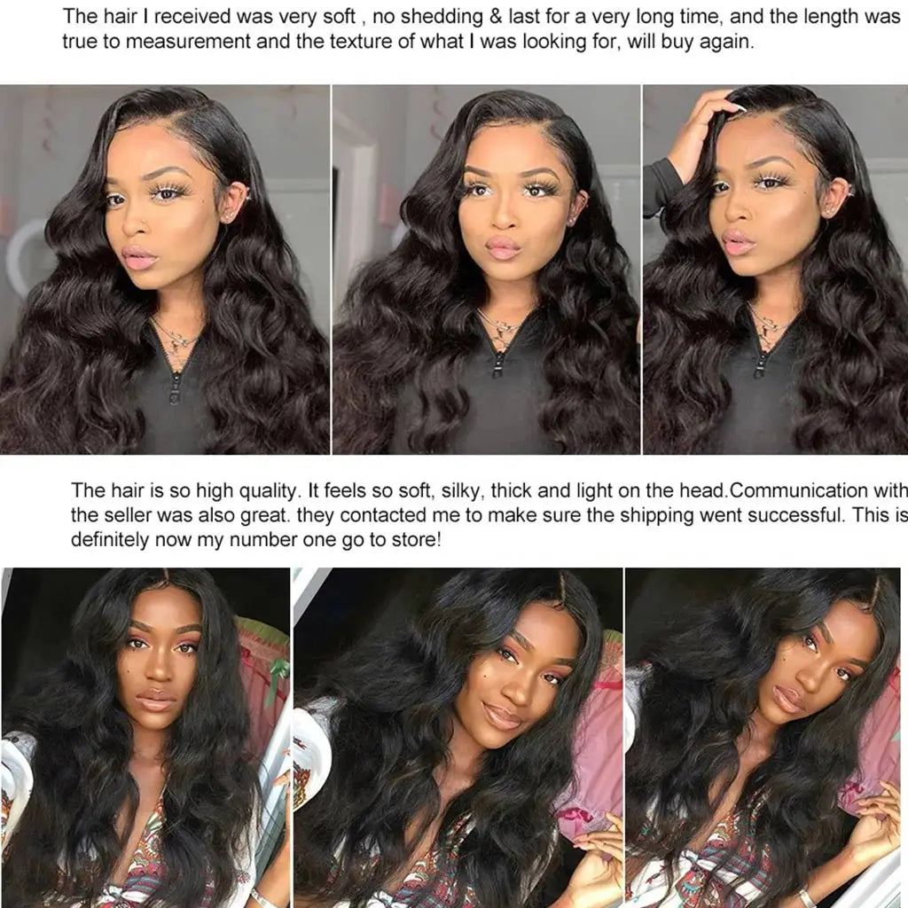 Natural Black Body Wave Human Hair Lace Front Wig