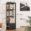 3-Color LED Display Shelf with Drawer, Dimmable Bookshelf for Collectibles, Books, Trophies, Black