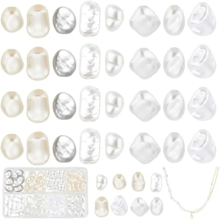 Quality Assurance 64pcs ABS Plastic Pearl Beads 8 Style Irregular Pearl Bead Natural Cultured Loose Beads for Wedding DIY Neckl